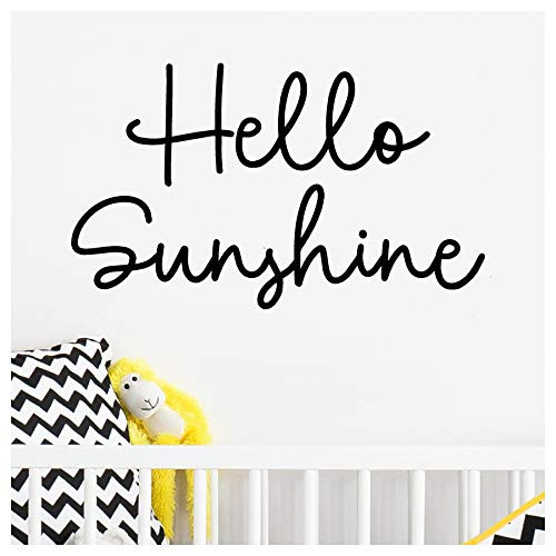 Hello Sunshine Vinyl Lettering Wall Decal Sticker  12.5 inch H x 21 inch L  Black