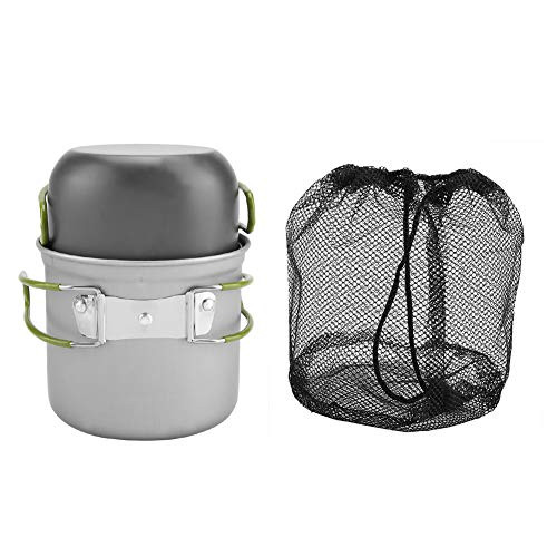 Yencoly Aluminum Pot  2Pcs Set Portable Aluminum Pot Cookware Outdoor BBQ Travel Camping Picnic BBQ Picnic Supplies Portable Outdoor Cookware