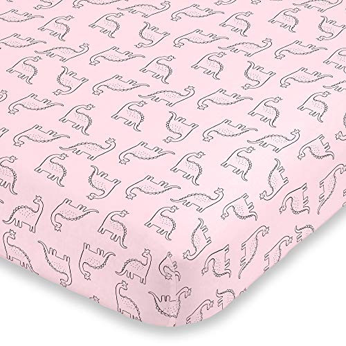 Carter s Dinosaur Princess Pink Super Soft Fitted Crib Sheet  Pink  Black  6713003P