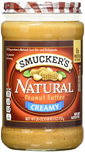 Smucker s Natural Creamy Peanut Butter  26-Ounce Glass Jars  Pack of 3