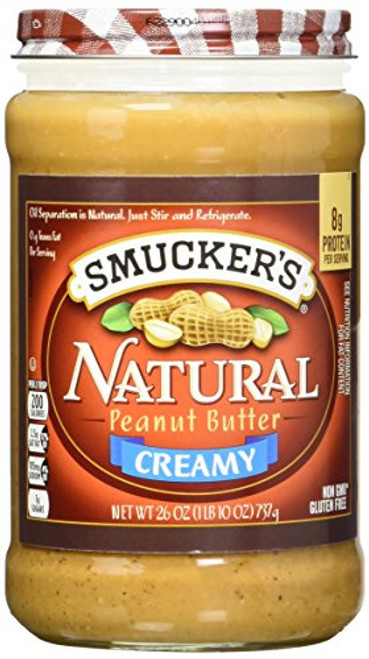 Smucker s Natural Creamy Peanut Butter  26-Ounce Glass Jars  Pack of 3