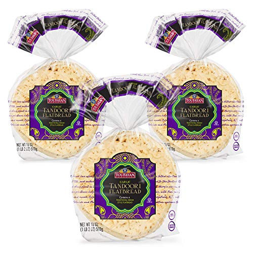 Toufayan Bakery  Garlic Tandoori Indian Flatbread  All Natural  Non-GMO  Garlic  3 Pack