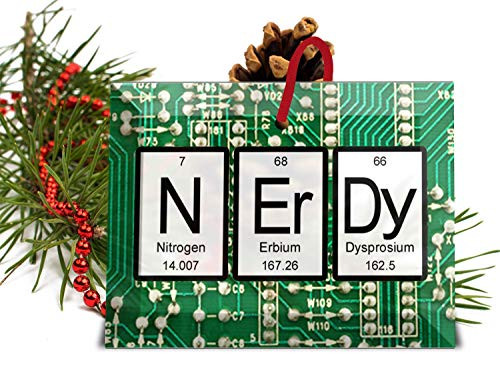 Nerdy Periodic Table of Elements Glass Christmas Ornament