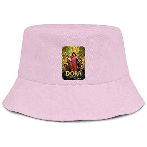 POIUPA Adult Men s Original Dora-and-The-Lost-City-of-Gold-Poster- Pink Summer Hats Travel Golf Bucket Hats