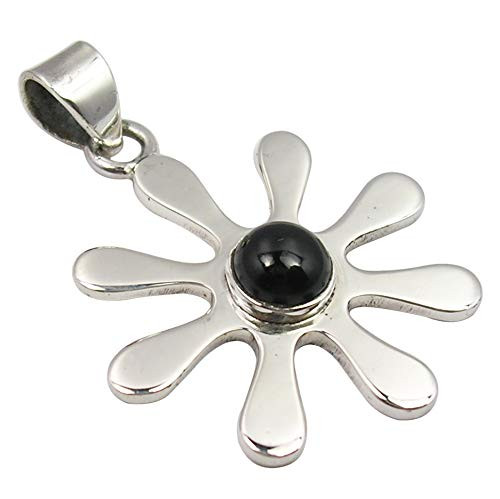 SilverStarJewel Round Black Onyx Sun Pendant 1.4 inch 925 Solid Silver Ladies Engagament SilverStarJewel Round Black Onyx Sun Pendant 1.4 inch 925 Solid Silver Ladies Engagament