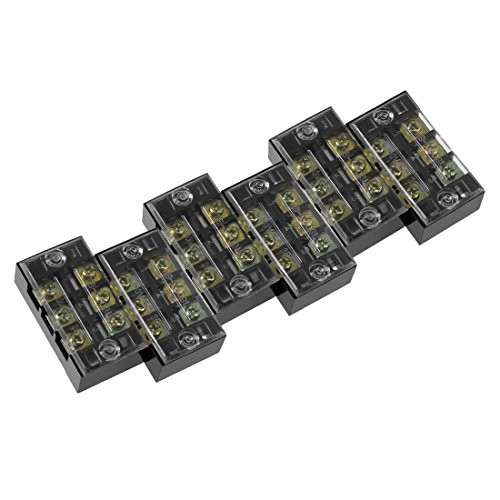 uxcell 6 Pcs Dual Rows 3 Positions 600V 25A Cable Barrier Block Terminal Strip TB-2503L