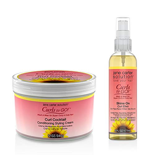 Jane Carter Solution   Curls To Go Curl Cocktail Conditioning Cream  and  Shine On Curl Elixir  Bundle