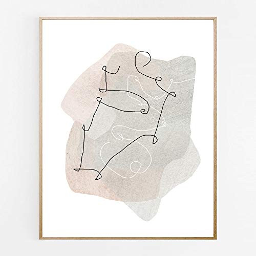 Soft Grey  and  Pink Mid Century Wall Art Print  Minimal Wall Decor  11x14 UNFRAMED Print