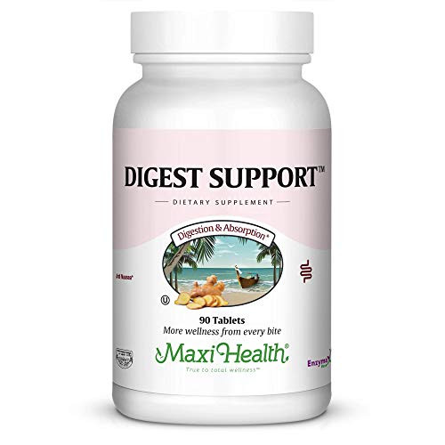 Maxi Health Digest Support - Herbal  and  Enzyme Complex - Protein Digestion - 90 Tablets - Kosher