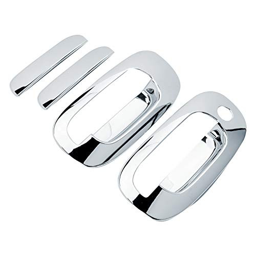 Restyling Factory Triple Chrome Plated 2 Door Handle W Passenger Keyhole Cover for 97-04 Dodge Dakota 97 98 99 00 01 02 03 04
