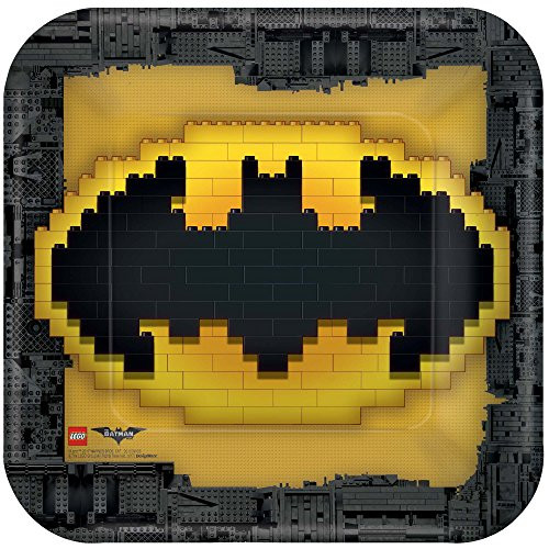 American Greetings Boy's Lego Batman Square Plate (8 Count), 9"