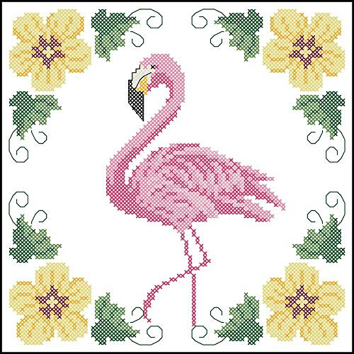 Herrschners Pink Flamingos Quilt Blocks Stamped Cross-Stitch