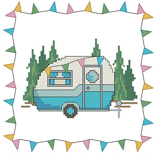 Herrschners Retro Camper Quilt Blocks Stamped Cross-Stitch