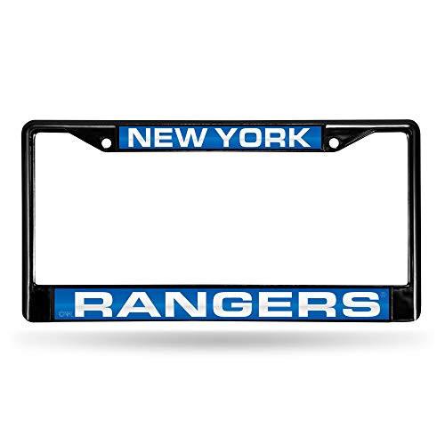 NHL Rico Industries Laser Cut Inlaid Standard Chrome License Plate Frame New York Rangers NHL Rico Industries Laser Cut Inlaid Standard Chrome License Plate Frame New York Rangers