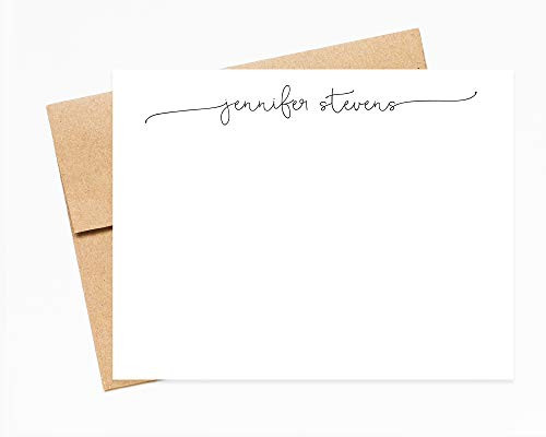 Romantic Script - Personalized Stationery Stationary Note Cards Set with Envelopes