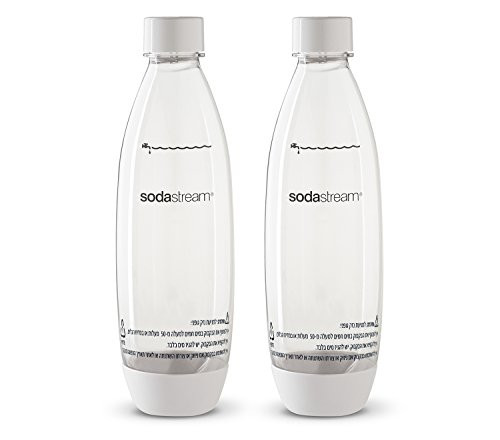Sodastream Source 2 Pack Original White Carbonating Reusable Water Bottles 1 Liter BPA-Free Fits Only - Play  Source  Power  Spirit and Fizzi Soda Makers