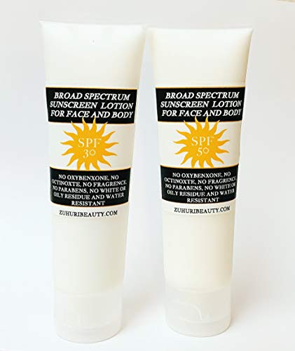Zuhuri Beauty Broad Spectrum Sunscreen Lotion for Face and Body SPF 30 and SPF 50