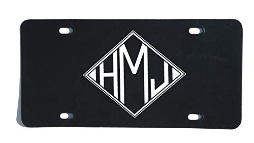 Custom Personalized Monogram Vanity Plate Initial Front License Auto Tag Car Accessories Diamond Block Letter Design Custom Personalized Monogram Vanity Plate Initial Front License Auto Tag Car Accessories Diamond Block Letter Design
