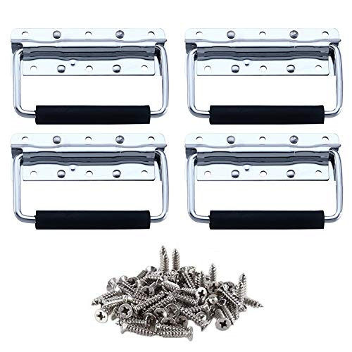 VinBee 4 Pack Spring Loaded Case Handle  Surface Mount Chest Handle with Rubber Grip Spring Loaded Drop Handle for Flight Case Cabinet Garage Boat