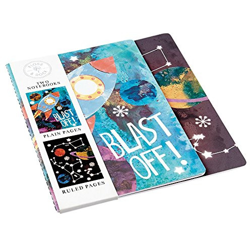 Blast Off Rocket Ship 2 Piece Ruled and Plain Notebooks Set