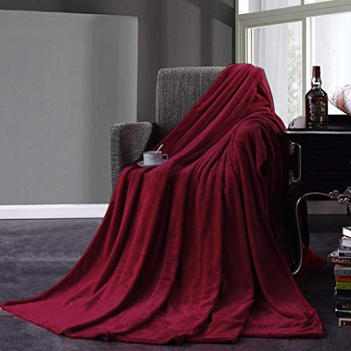 Vonty Red Twin Size Flannel Fleece Blanket Soft Plush Microfiber Blankets Solid Cozy Fuzzy Blanket for Bed, Couch, Sofa (60"x80")