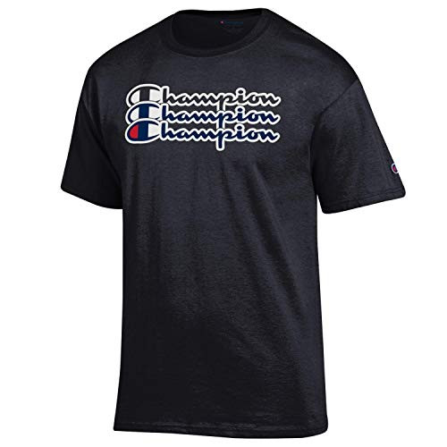 Champion Men s Classic Jersey Script Cotton T-Shirt-Black Champion Script 3 Peat-XXL