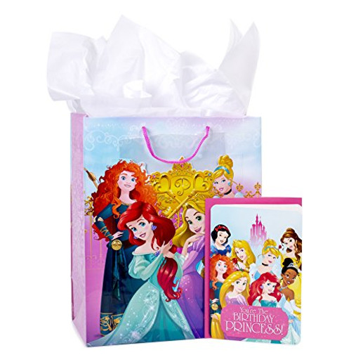 Hallmark Large Birthday Gift Bag with Card and Tissue Paper (Disney Princess)