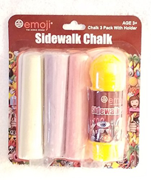 Sidewalk Chalk Emoji 4 Piece Chalk Set - 1 Chalk Holder & 3 Pieces of Colorful Jumbo Chalk
