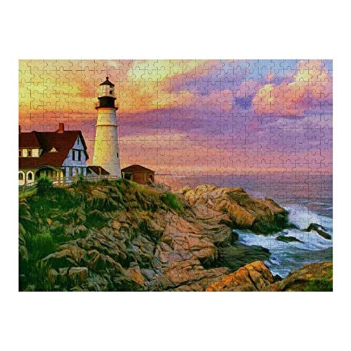 Jigsaw Puzzle  Puzzles for Adults and Kids 500 Pieces Sunset at Portland Head Puzzle Game for Adults and Teenagers