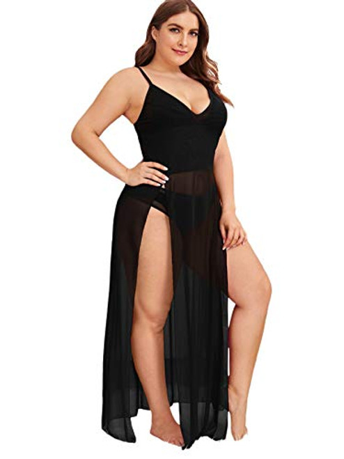 SOLY HUX Women s Plus Size Split Long Mesh Lingerie Dress Babydoll Chemise Black 3XL SOLY HUX Women s Plus Size Split Long Mesh Lingerie Dress Babydoll Chemise Black 3XL