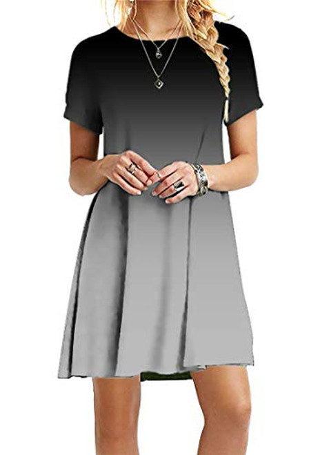 YMING Women Dresses Short Sleeve Solid O-Neck Casual Dress Plain Swing Loose Summer Dress Beach T-Shirt Mini Sun Dress Grey M YMING Women Dresses Short Sleeve Solid O-Neck Casual Dress Plain Swing Loose Summer Dress Beach T-Shirt Mini Sun Dress Grey M