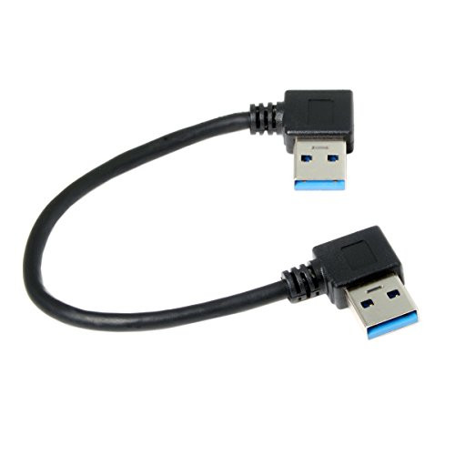 CY 15cm USB 3.0 Type-A 90 Degree Right Angled to Right Angled Data Cable for Hard Disk Computer Black
