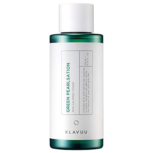KLAVUU Green Pearlsation PHA Calming Toner 200ml  6.8 fl.oz  - pH Balanced Exfoliating Trouble Relief Astringent  Tea Tree  and  Centella Asiatica Mild Soothing and Peeling Skin Care
