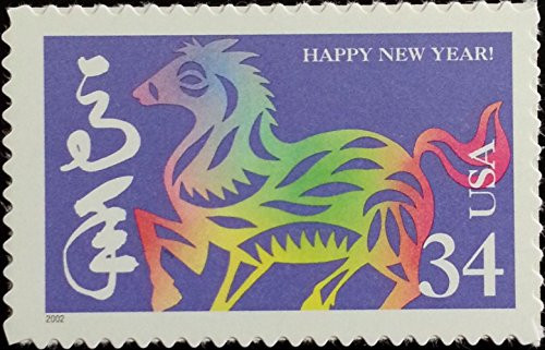 Year of the Horse Lunar New Year Full Sheet of 20 x 34-Cent Postage Stamps USA 2002 Scott 3559 Year of the Horse Lunar New Year Full Sheet of 20 x 34-Cent Postage Stamps USA 2002 Scott 3559