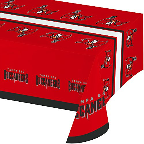 Creative Converting Officially Licensed NFL Plastic Table Cover, 54x102, Tampa Bay Buccaneers