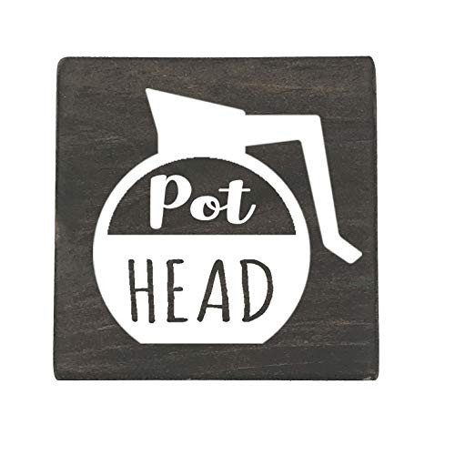 Pot Head Coffee Pot Small Rustic Wooden Sign 5 inchX5 inch