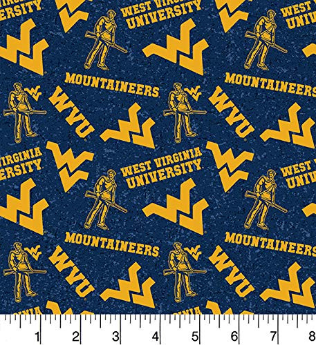 WEST Virginia University Cotton Fabric with New Tone ON Tone Design Newest Pattern