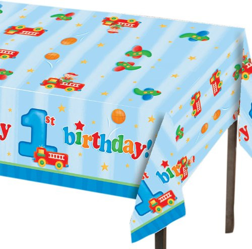 Plastic Table Cover, Fun at One Happy Birthday Boy