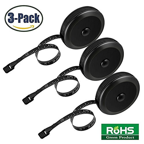 3 Pack Tape Measure 150 Cm 60 Inch Push Button Tape Body Measuring Soft Retractable For Sewing Double-Sided Tailor Cloth Ruler (Black) By BUSHIBU 3 Pack Tape Measure 150 Cm 60 Inch Push Button Tape Body Measuring Soft Retractable For Sewing Double-Sided Tailor Cloth Ruler (Black) By BUSHIBU