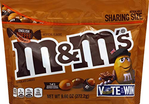 M and M s Chocolate Candy Flavor Vote English Toffee Peanut Sharing Size  9.6 Ounce Bag - PACK OF 2