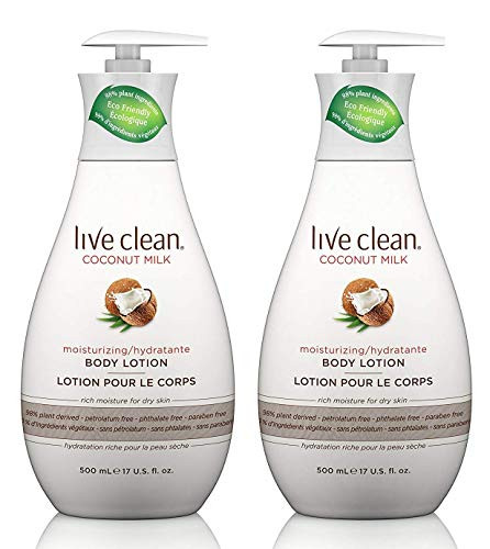 Live Clean Coconut Milk Moisturizing Body Lotion  17 oz Each bottle  2-pack