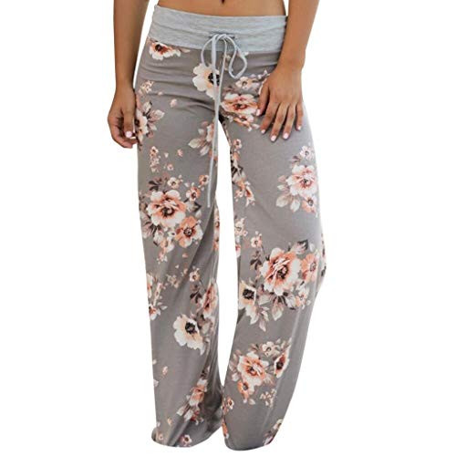 ZSBAYU Women Comfy Casual Pajama Pants High Waist Stretch Floral Print Drawstring Palazzo Lounge Pants Wide Leg ZSBAYU Women Comfy Casual Pajama Pants High Waist Stretch Floral Print Drawstring Palazzo Lounge Pants Wide Leg