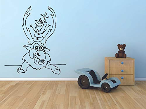 Frozen Sven and Olaf Let It Go Disney Cartoon Wall Sticker Art Decal for Girls Boys Kids Room Bedroom Nursery Kindergarten House Fun Home Decor Stickers Wall Art Vinyl Decoration Size  20x18 inch
