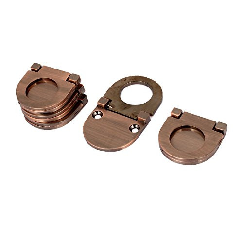 uxcell Cupboard Chest Drawer Metal Flush Mount Pull Ring Handle Copper Tone 5pcs