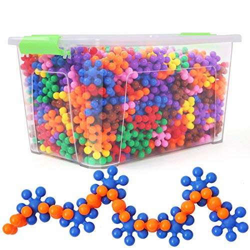 BIASTNR Snowflake Building Blocks  300 Piece Mega Set of Plastic Interlocking Discs  Toddler and School Boys and Girls - Creative  and  Development Toy