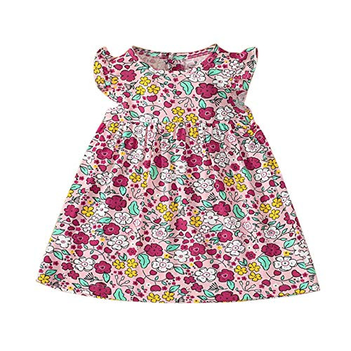 Lurryly Summer Casual Sleeveless Soft Cute Floral Printed Princess Dress for 6M-3Y Toddler Baby Girls Beach Sundress Dark Pink 18-24 Months Lurryly Summer Casual Sleeveless Soft Cute Floral Printed Princess Dress for 6M-3Y Toddler Baby Girls Beach Sundress Dark Pink 18-24 Months