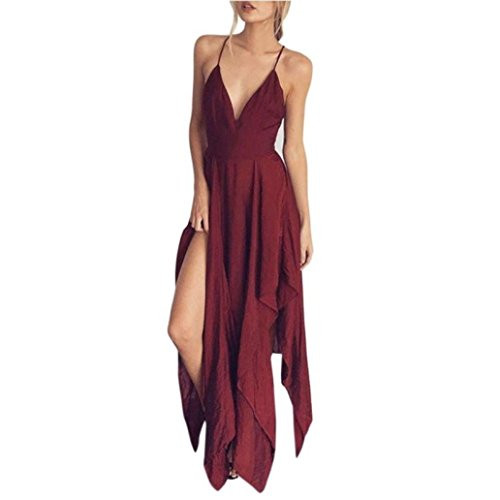 NREALY Falda Women s Summer Boho Long Evening Party Cocktail Casual Beach Dress Sundress Red NREALY Falda Women s Summer Boho Long Evening Party Cocktail Casual Beach Dress Sundress Red