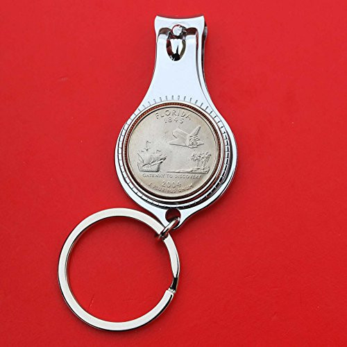 US 2004 Florida State Quarter BU Uncirculated Coin Key Ring Bottle Opener Nail File  and  Cutter Clipper NEW - All in One