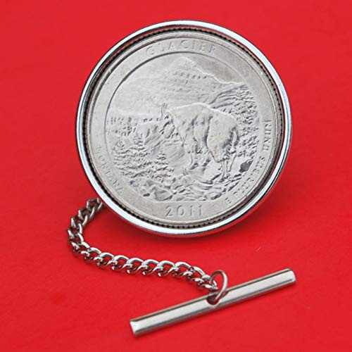 US 2011 Montana Glacier National Park Quarter BU Uncirculated 25 Cent Coin Silver Plated Tie Tac Tack BRAND NEW - America the Beautiful US 2011 Montana Glacier National Park Quarter BU Uncirculated 25 Cent Coin Silver Plated Tie Tac Tack BRAND NEW - America the Beautiful