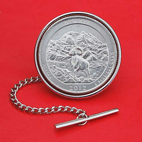US 2012 Alaska Denali National Park Quarter BU Uncirculated 25 Cent Coin Silver Plated Tie Tac Tack BRAND NEW - America the Beautiful